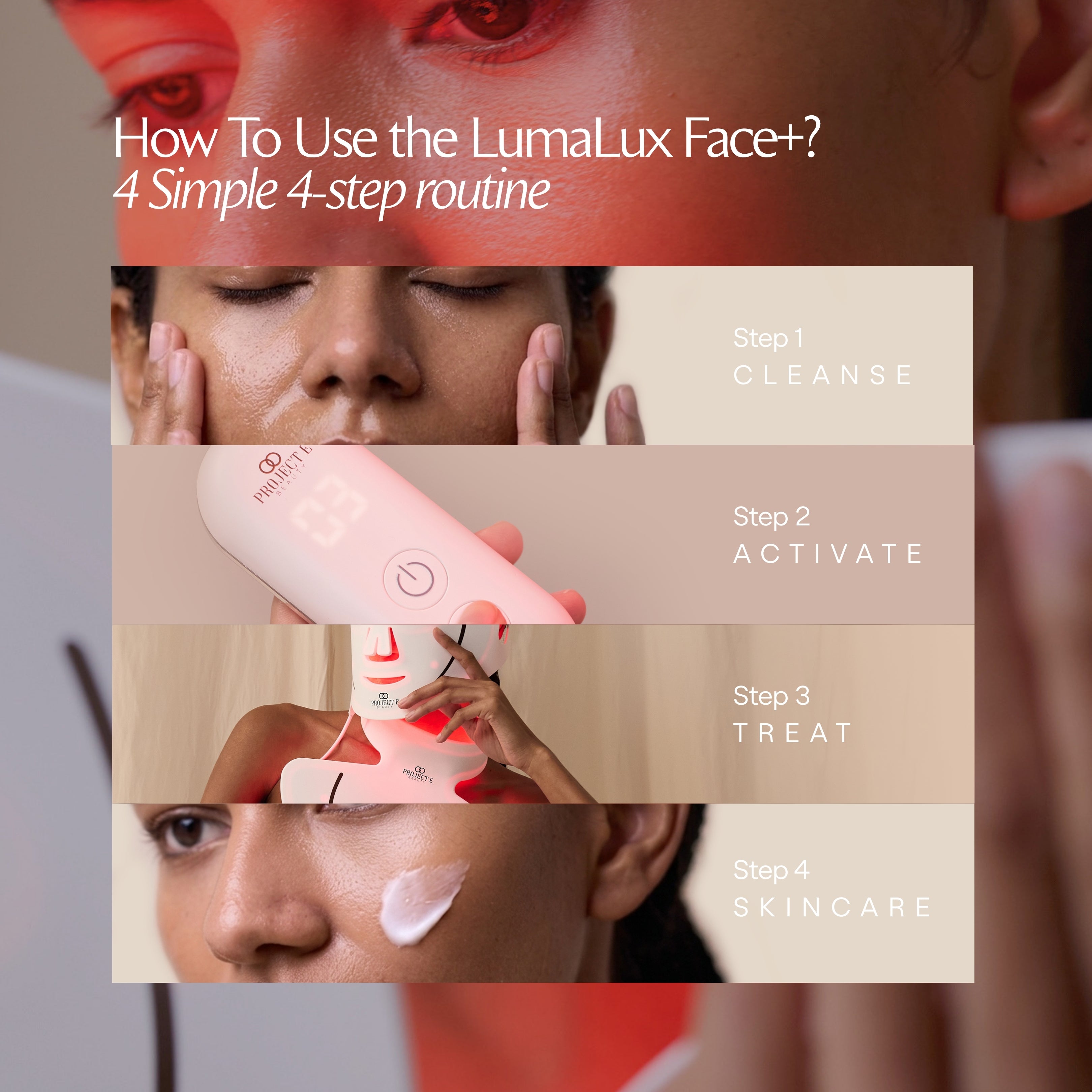 LumaLux Face+ | Pro LED Red Light Therapy Face & Neck Mask - Project E Beauty