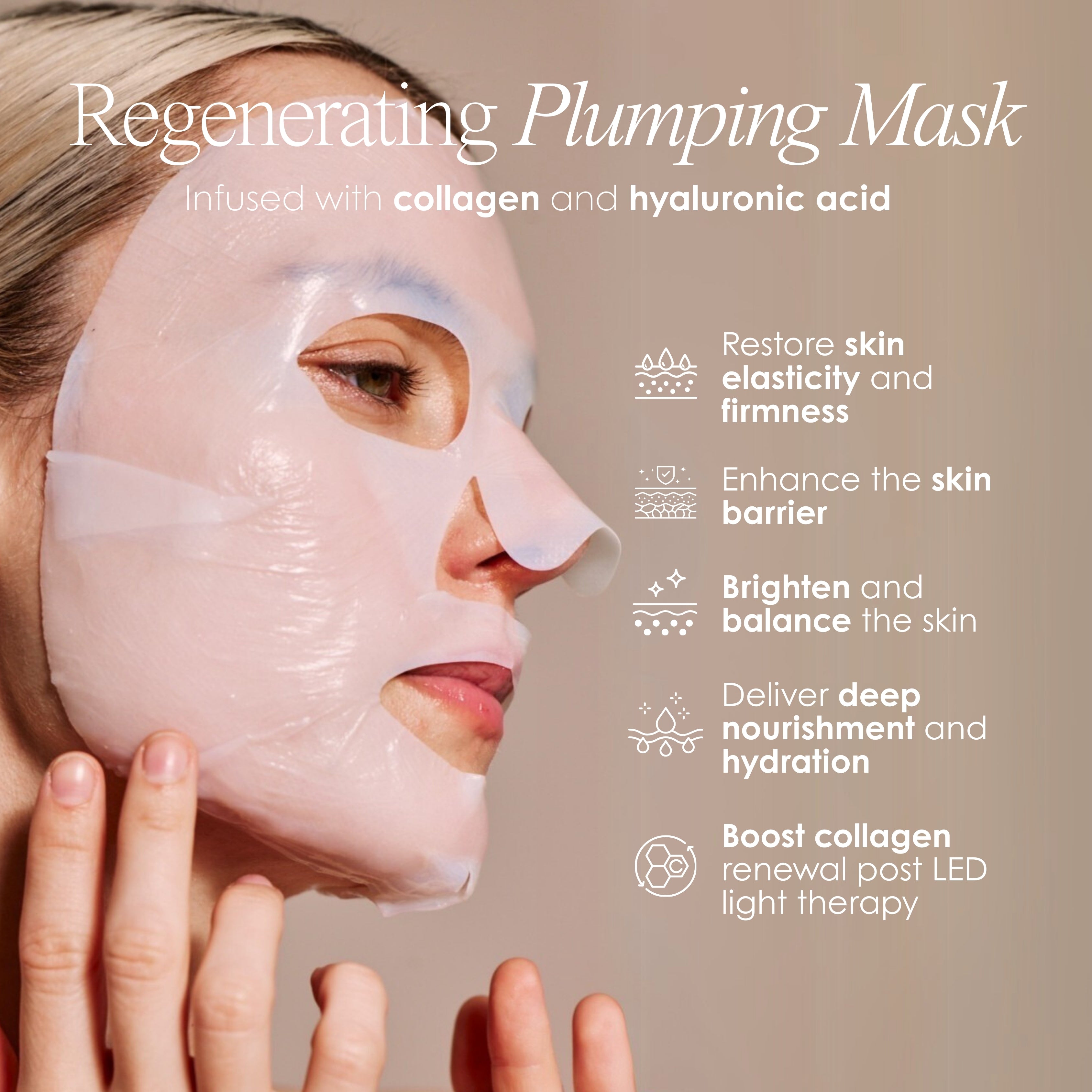regenerating plumping mask infused with collagen and hyaluronic acid